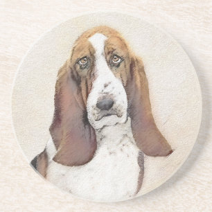 Dessous De Verre En Grès Basset Hound Peinture - Cute Original Chien Art