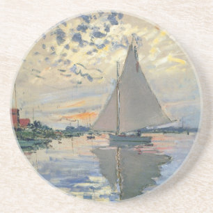 Dessous De Verre En Grès Bateau à voile de Monet Impressionnisme français C