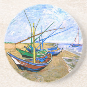 Dessous De Verre En Grès Bateaux De Pêche Plage Saintes-Maries Van Gogh Fin