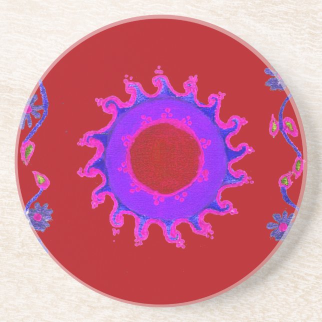 Dessous De Verre En Grès Beau Motif Indien Mehndi Art Design (Devant)