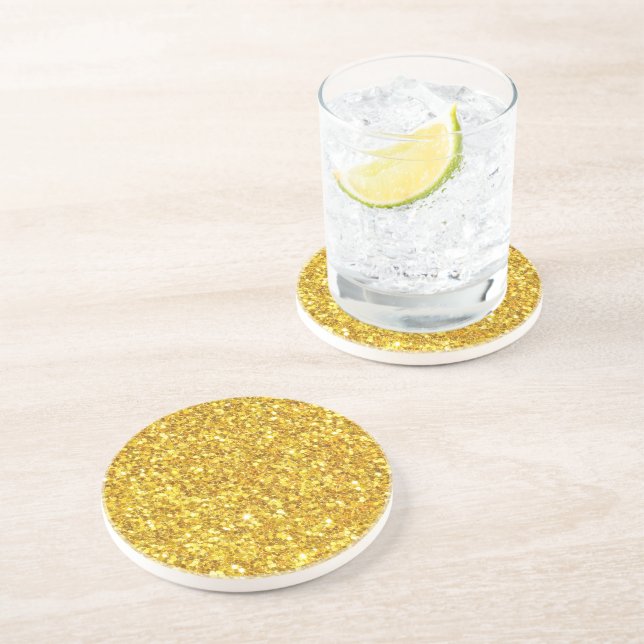 Dessous De Verre En Grès Beau Motif Parties scintillant d'or (Côté)