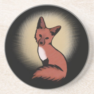 Dessous De Verre En Grès Beau Renard Rouge