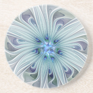 Dessous De Verre En Grès Beauté florale Abstrait Moderne Fleur pastel bleu