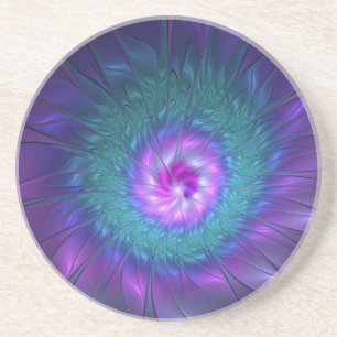 Dessous De Verre En Grès Beauté florale abstraite Art fractal coloré Fleur