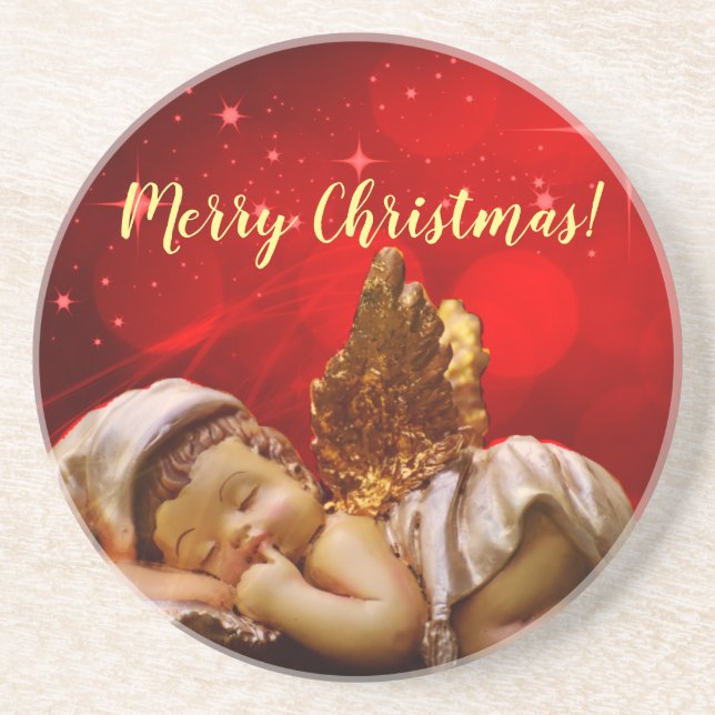 Dessous De Verre En Grès Bébé Jésus ange endormi Noël (Devant)