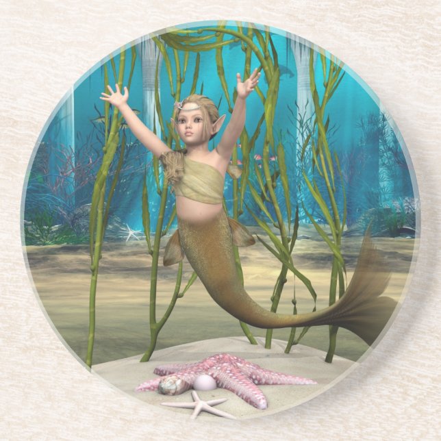 Dessous De Verre En Grès Bébé Sirène (Devant)
