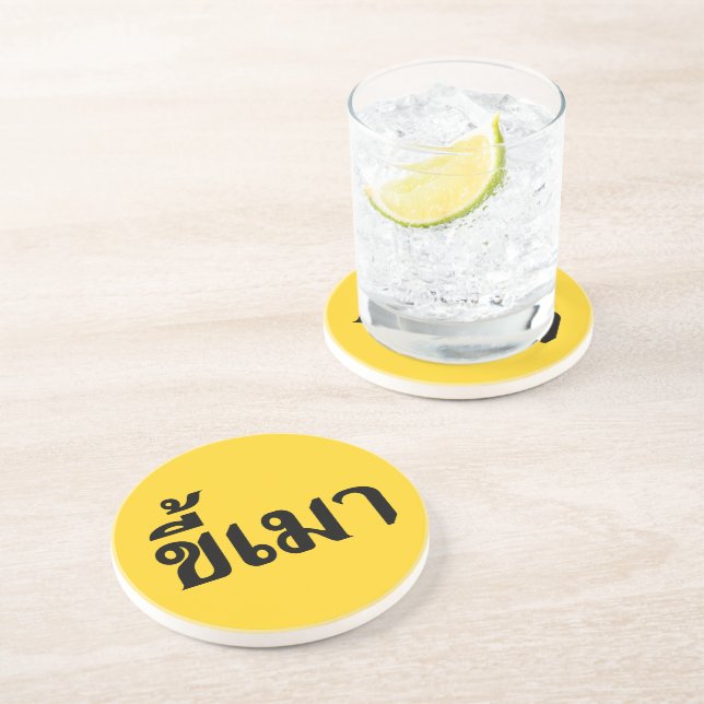 Dessous De Verre En Grès Beer Addict ‹ Kee Mao en langue thaï › (Côté)