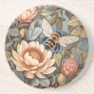 Dessous De Verre En Grès Belle Abeille De Jardin Avec Fleurs Protea