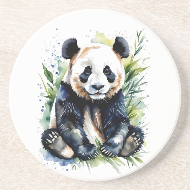 Dessous De Verre En Grès Belle aquarelle Panda Bear (Devant)