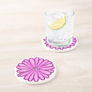 Dessous De Verre En Grès Belle Fleur de marguerite, Illustration de demi-te