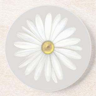 Dessous De Verre En Grès Belle fleur de marguerite sur gris argent clair