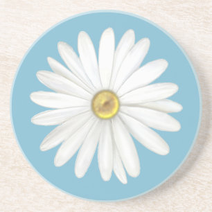 Dessous De Verre En Grès Belle fleur de marguerite sur turquoise sarcelle