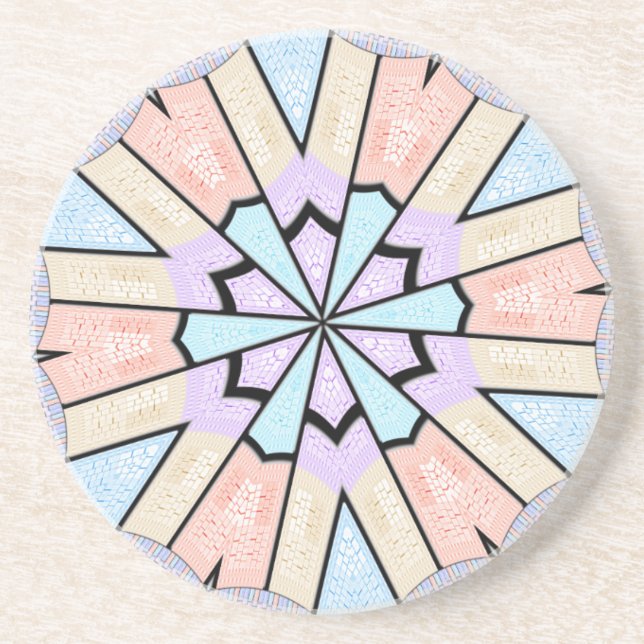 Dessous De Verre En Grès Belle Impression Géométrique Pastel Extraordinaire (Devant)