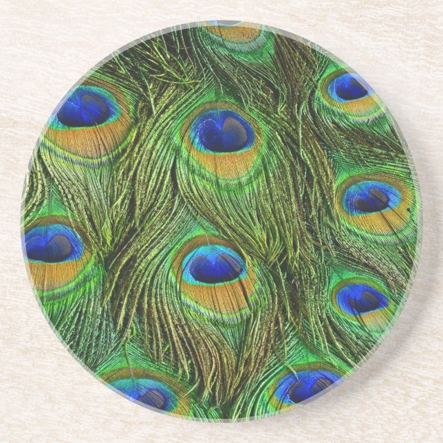 Dessous De Verre En Grès Belles plumes de paon (Devant)