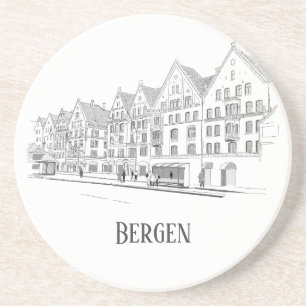 Dessous De Verre En Grès Bergen Norvège Streetscape Belle ligne