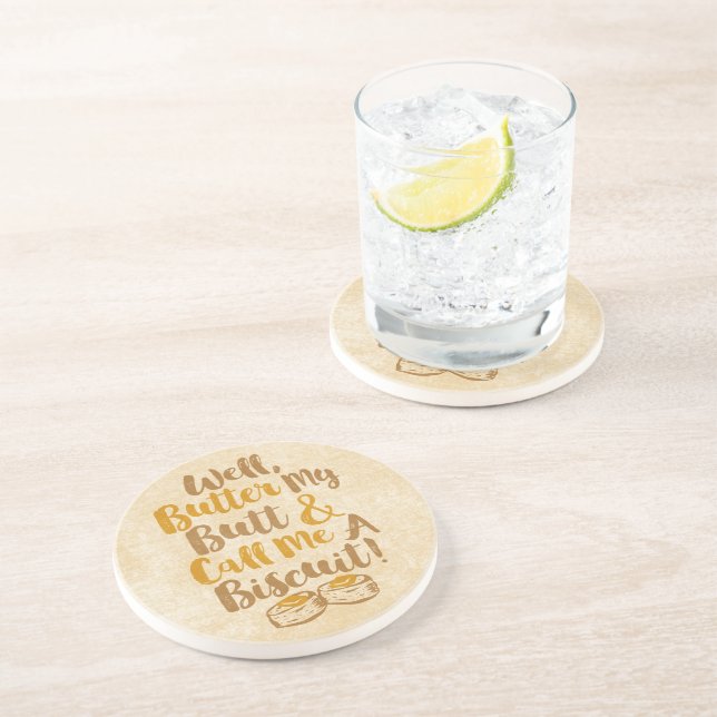 Dessous De Verre En Grès Beurre Mon Beurre Et Appelle-Moi Un Biscuit (Côté)