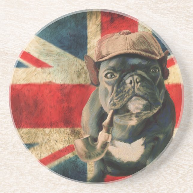 Dessous De Verre En Grès Beverage Coaster avec French Bulldog (Devant)