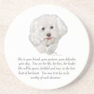 Dessous De Verre En Grès Bichon Frise Souvenir FEMELLE