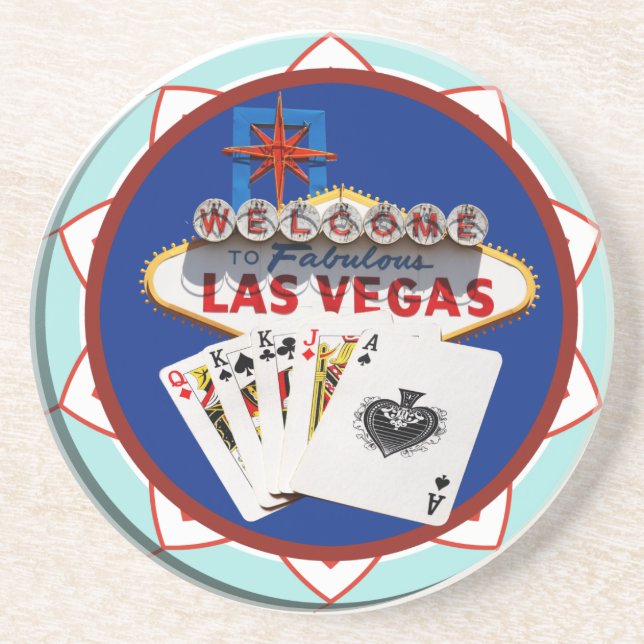 Dessous De Verre En Grès Bienvenue à Las Vegas Casino Chip (Devant)