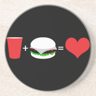 Dessous De Verre En Grès bière + hamburger = amour
