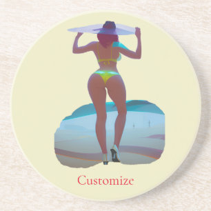 Dessous De Verre En Grès Bikini Booty Beach Girl Thunder_Cove