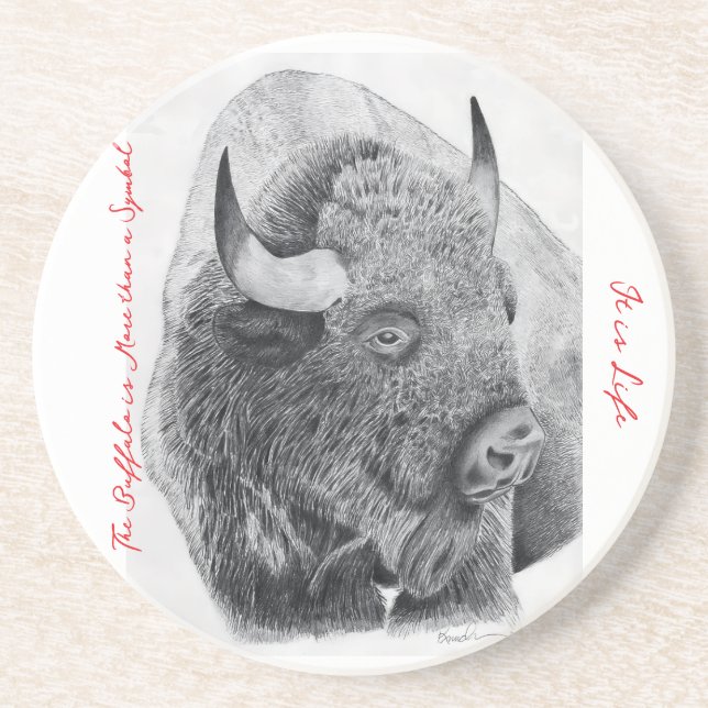 Dessous De Verre En Grès Bison d'Amérique (Devant)