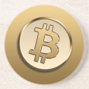 Dessous de verre en grès Bitcoin doré