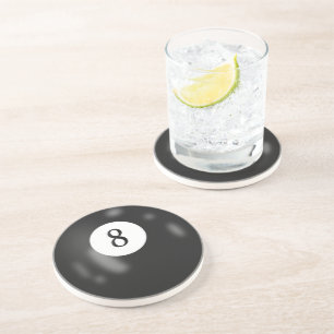 Dessous De Verre En Grès Black Billiard Huit Bal