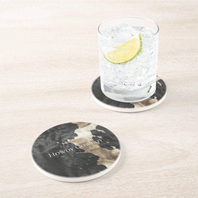 Dessous De Verre En Grès Black Champagne Gold Cowhide (Côté)