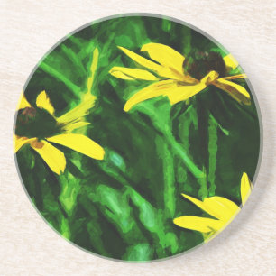 Dessous De Verre En Grès Black Eyed Susan Fleurs sauvages Abstrait