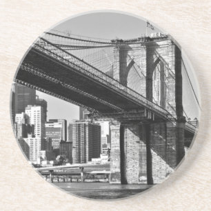 Dessous De Verre En Grès Black & White Brooklyn Bridge New York City