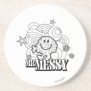 Dessous De Verre En Grès Black & White Mr Messy   Étoiles et tourbillons