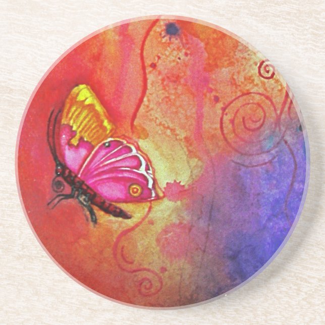 Dessous De Verre En Grès Blast couleur papillon (Devant)