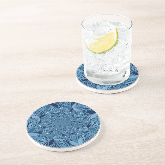 Dessous De Verre En Grès Bleu (Côté)