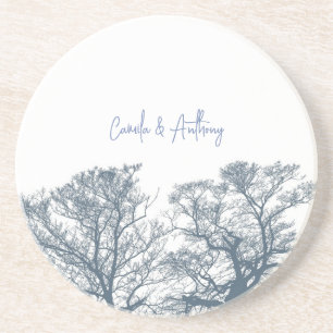 Dessous De Verre En Grès Bleu Arbres du fond Mariage de Boho Tropical