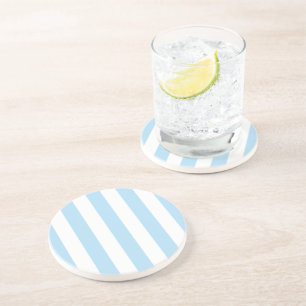 Dessous De Verre En Grès Bleu, Blancs, Motif rayé