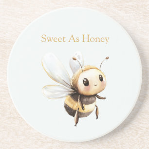 Dessous De Verre En Grès Bleu Clair Doux Comme Miel Mignon Heureux Abeille