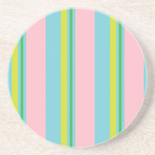 Dessous De Verre En Grès Bleu clair rose jaune et vert citron
