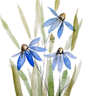 Dessous de verre en grès bleu Daisies