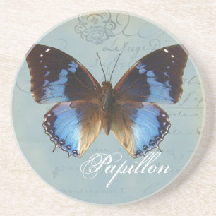 Dessous De Verre En Grès Bleu de Papillon
