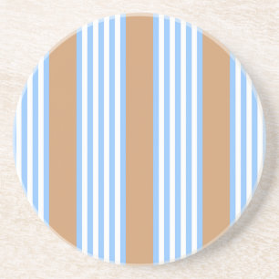 Dessous De Verre En Grès Bleu et blanc cinq bandes motif avec bronze