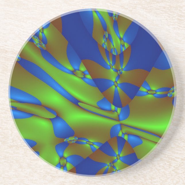 Dessous De Verre En Grès Bleu et vert éclatants (Devant)