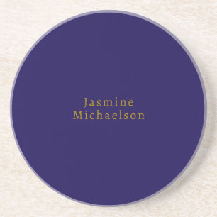 Dessous De Verre En Grès Bleu foncé et or Mignon Minimaliste Propre nom