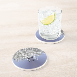 Dessous De Verre En Grès Bleu gris et fausse parties scintillant
