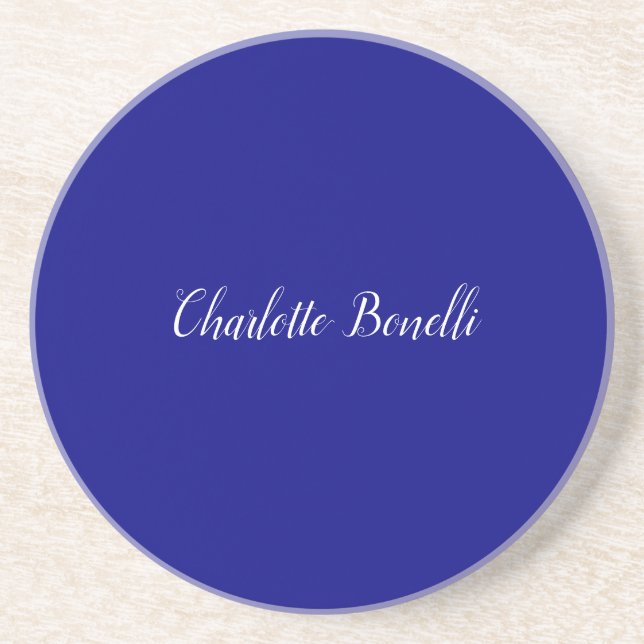 Dessous De Verre En Grès Bleu marin minimaliste professionnel (Devant)