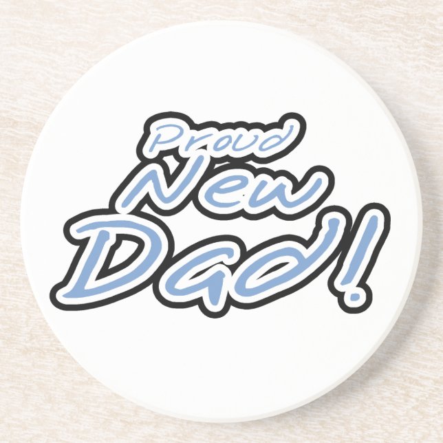 Dessous De Verre En Grès Bleu/Noir Texte Fière Cadeaux Nouveau Papa (Devant)