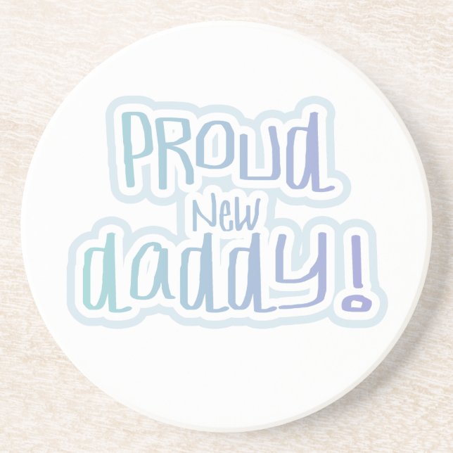 Dessous De Verre En Grès Bleu Texte Fier Nouveau Daddy Cadeaux (Devant)