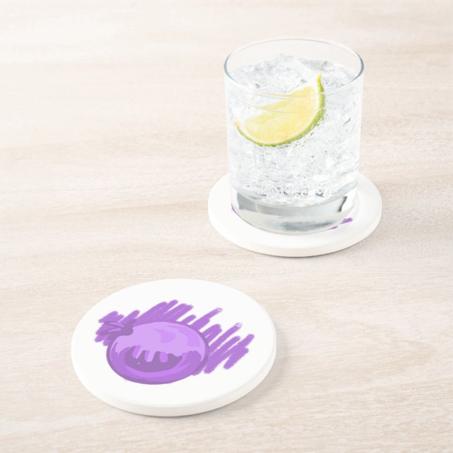 Dessous De Verre En Grès Bleuets et crème Motif de fruits (Côté)