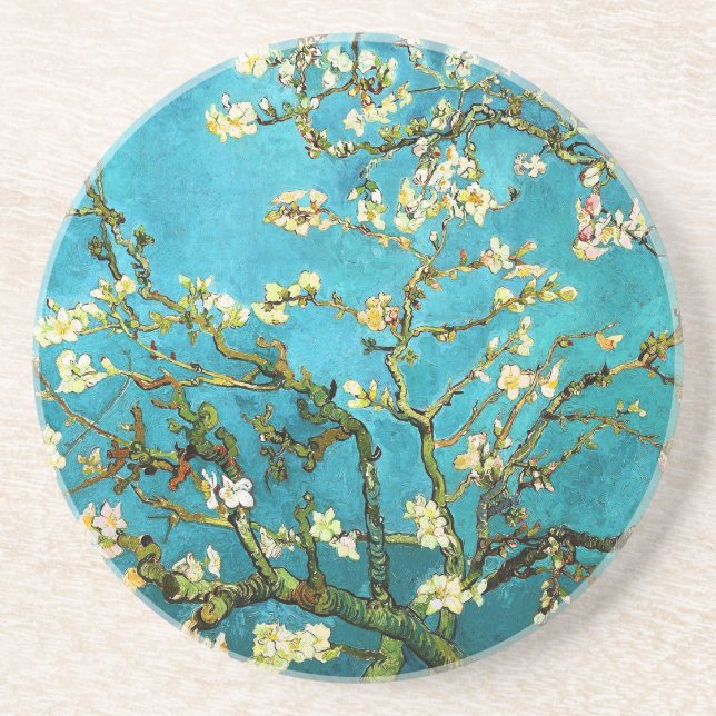 Dessous De Verre En Grès Blossoming Almond Tree Van Gogh Fine Art (Devant)