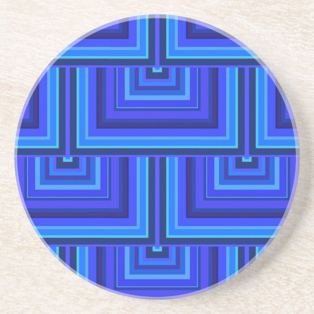 Dessous De Verre En Grès Blue stripes square scales pattern (Devant)